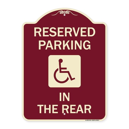 Signmission Reserved Parking in Rear W/ Graphic Heavy-Gauge Aluminum Sign, 24" x 18", BU-1824-23067 A-DES-BU-1824-23067